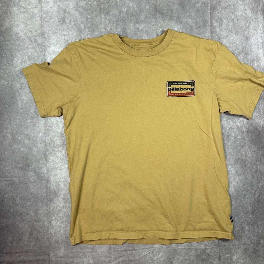 Billabong Boardshort Co Premium Graphic Tee Mustard Yellow Mens Large Surf Skate